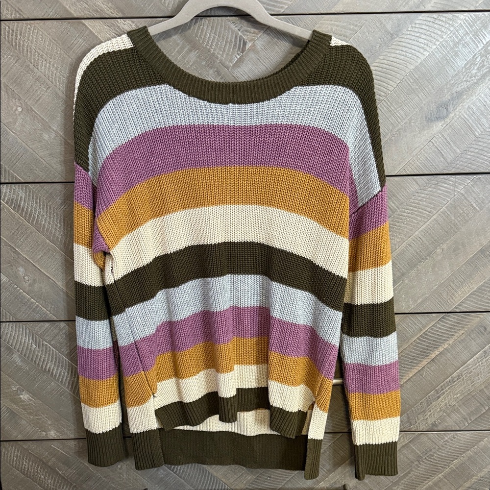 Daytrip Women's Striped Sweater - Olive, Pink, Mustard, Cream